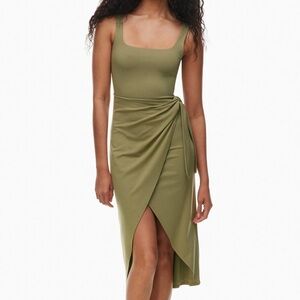 Aritzia - Wilfred Olive Green Wrap Midi Dress